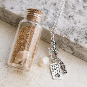 Mermaids and Seashells Necklace In a Jar
