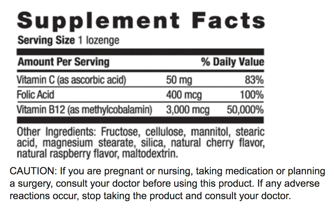 Methyl B-12 Lozenges 3000 mcg, 50 loz