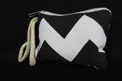 Mini Purse Fabric Make Up Coin Wallet Chevron Print Rope Starp