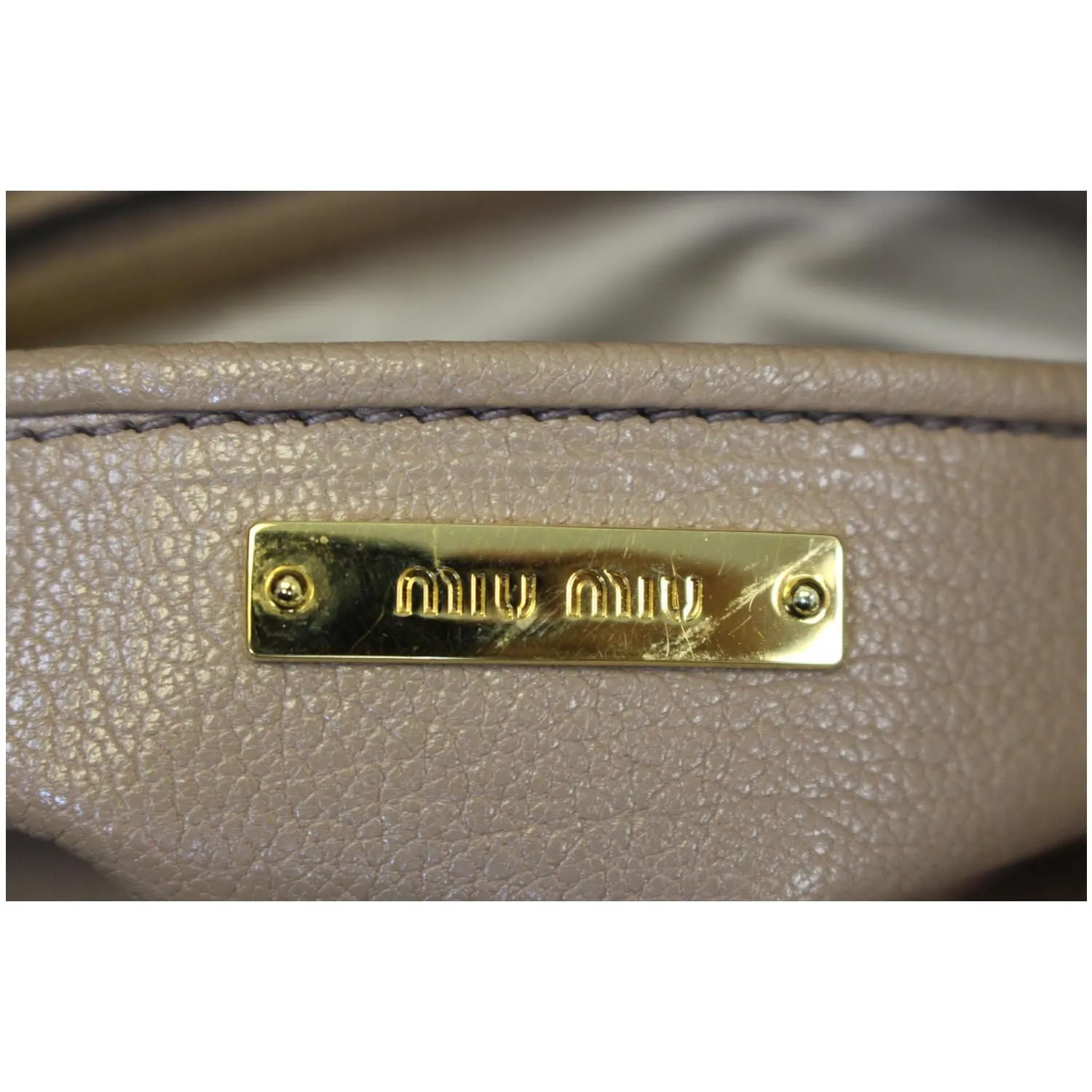 MIU MIU Madras 2 Way Leather Shoulder Bag Beige - 25% OFF
