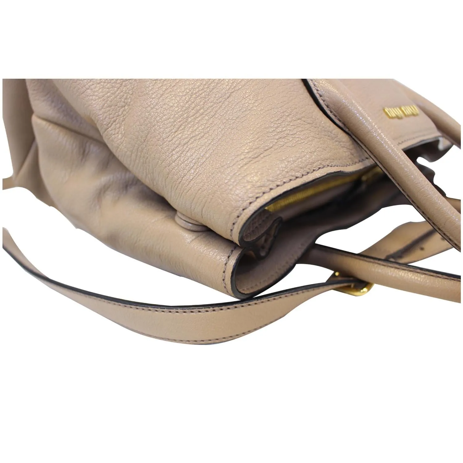 MIU MIU Madras 2 Way Leather Shoulder Bag Beige - 25% OFF