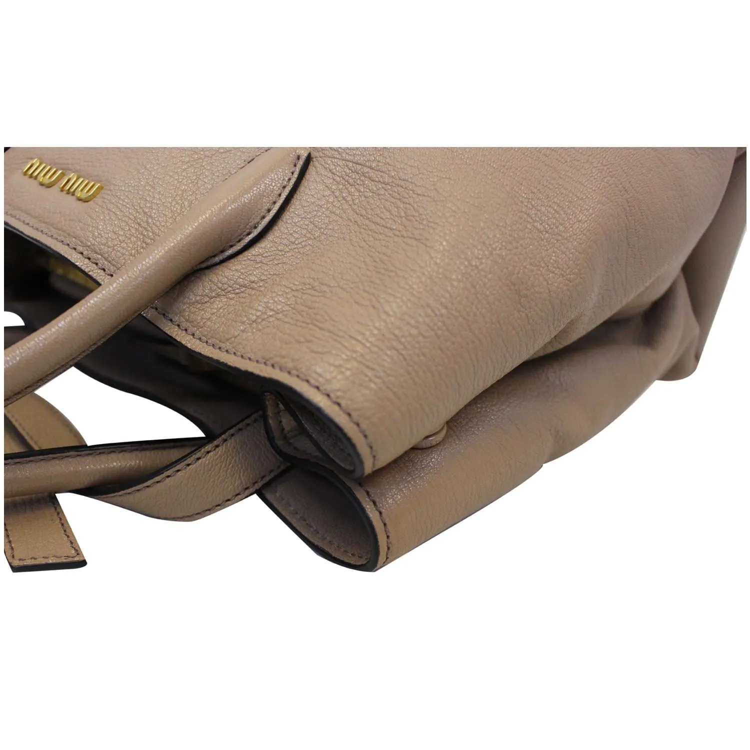 MIU MIU Madras 2 Way Leather Shoulder Bag Beige - 25% OFF