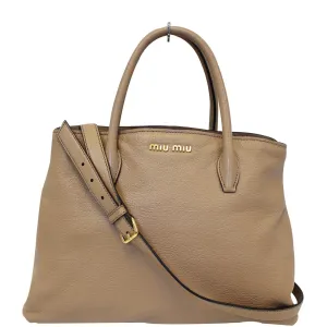 MIU MIU Madras 2 Way Leather Shoulder Bag Beige - 25% OFF