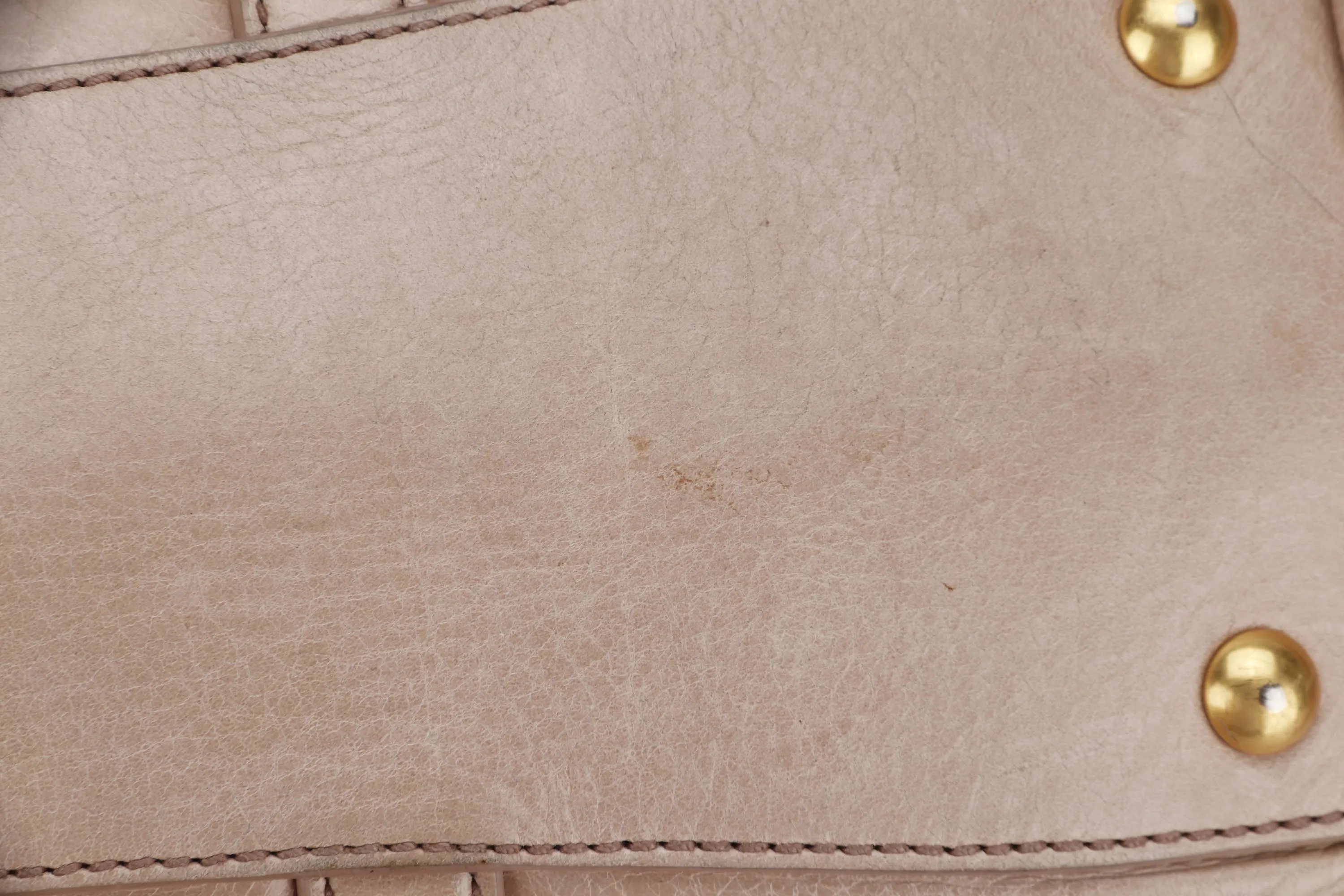 MIU MIU NUDE COLOR VITELLO LUX BOWLER BAG, GOLD HARDWARE WITH STRAP & DUST COVER, NO CARD & BOX