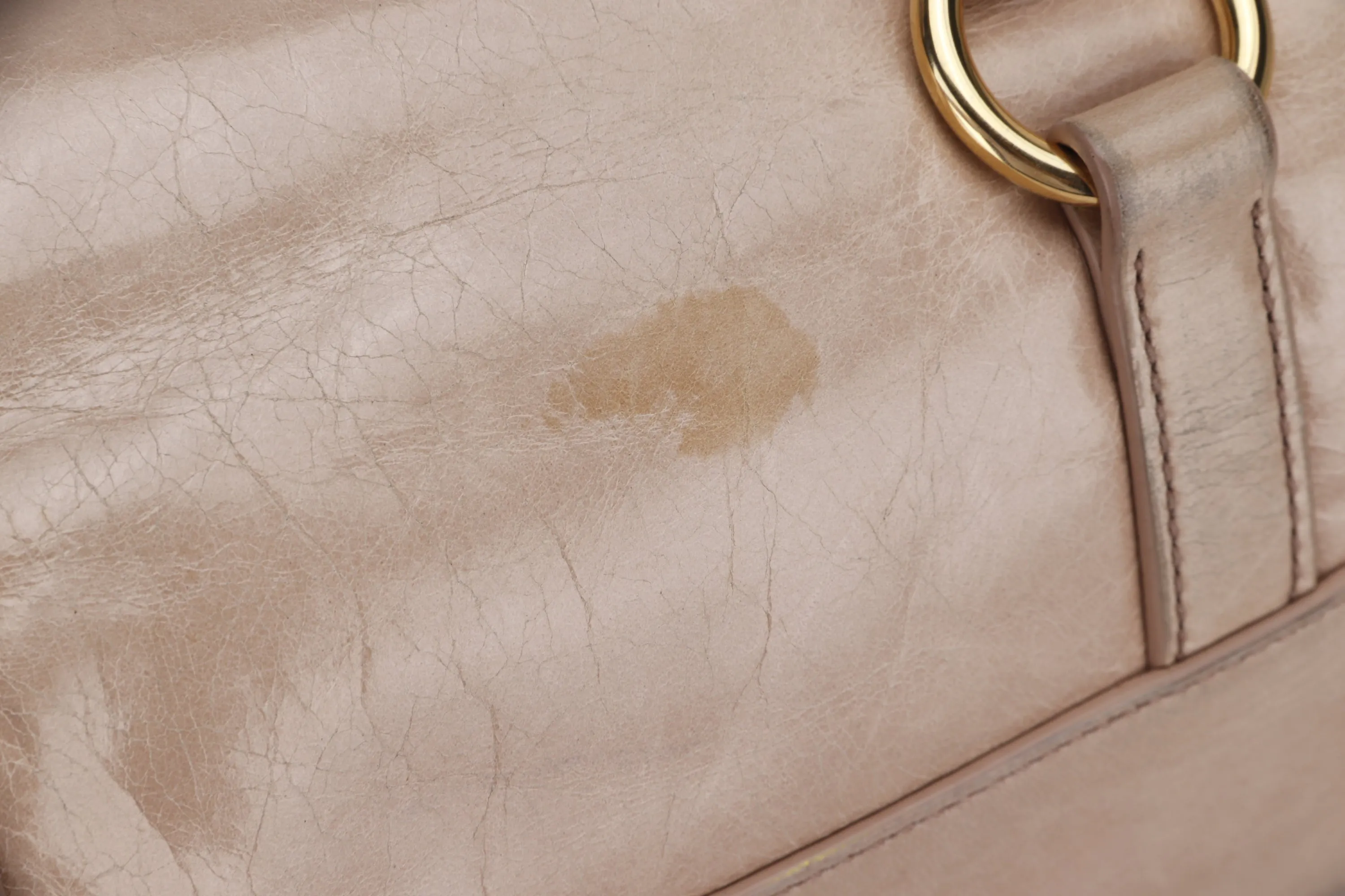 MIU MIU NUDE COLOR VITELLO LUX BOWLER BAG, GOLD HARDWARE WITH STRAP & DUST COVER, NO CARD & BOX