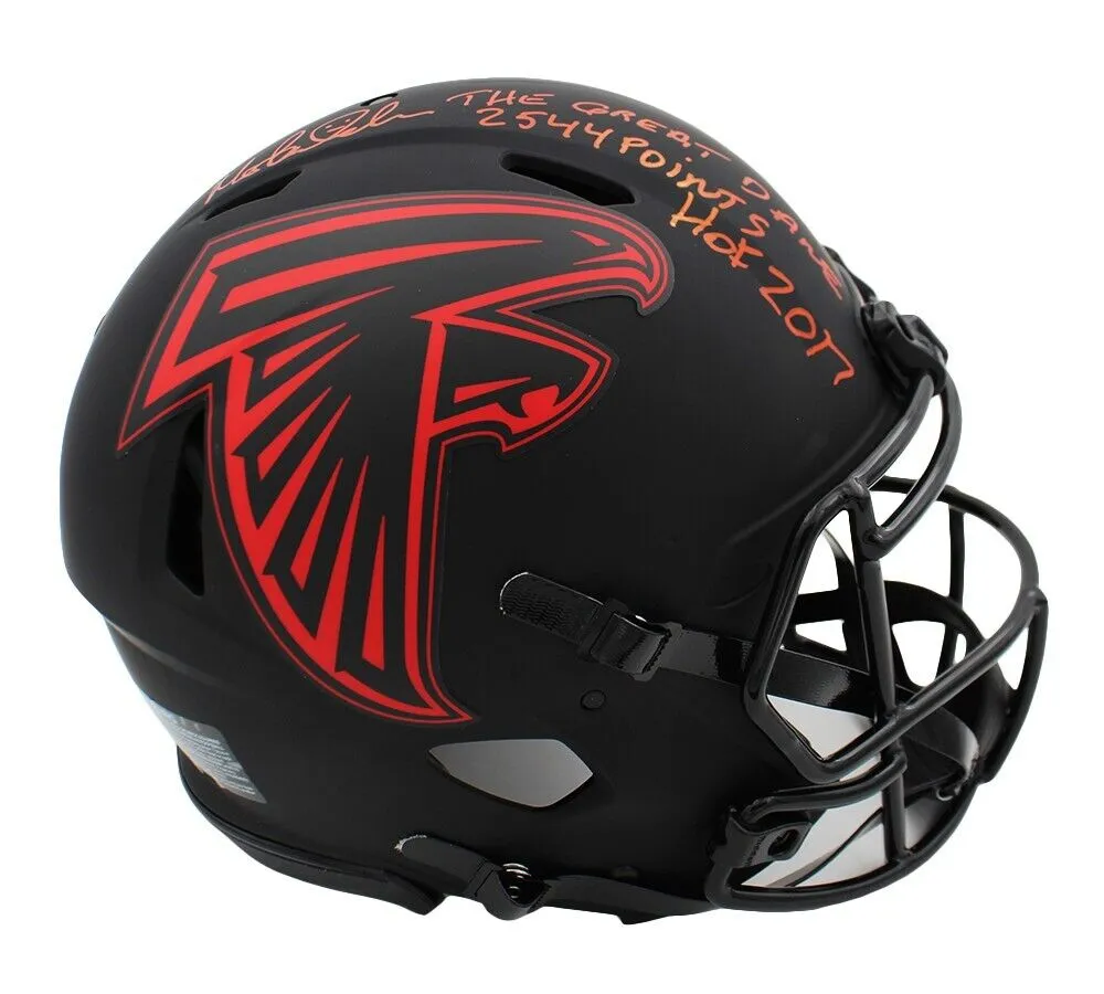 Morten Andersen Signed Atlanta Falcon Speed Authentic Eclipse Helmet With 3 Insc