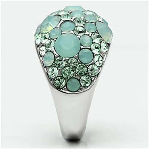 MT146 -Crystal Cocktail Designer Replica Ring with Light Green Pave Crystals - Newest August Birthstone