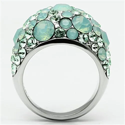 MT146 -Crystal Cocktail Designer Replica Ring with Light Green Pave Crystals - Newest August Birthstone