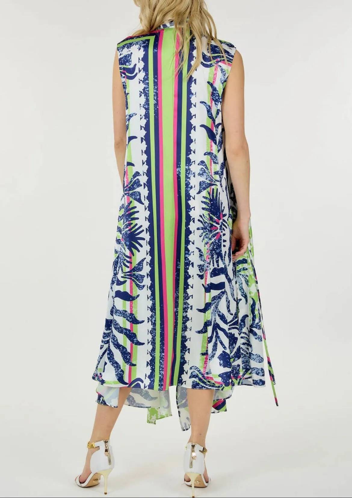 Multi Print Unbalanced Maxi Dress