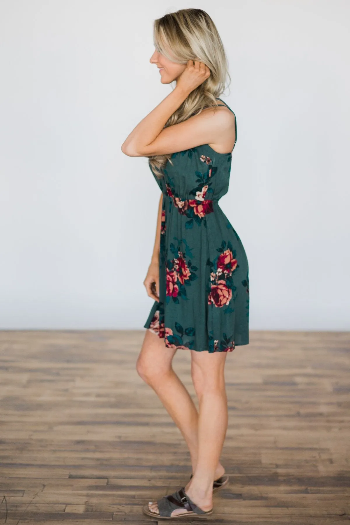 My Mind's Made Up Olive Floral Dress