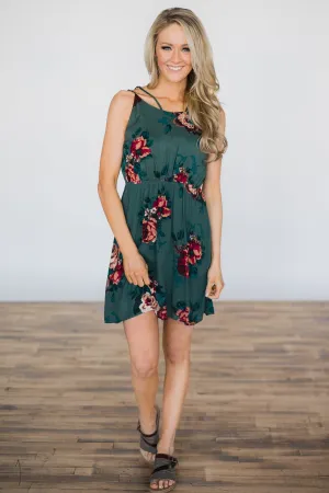 My Mind's Made Up Olive Floral Dress
