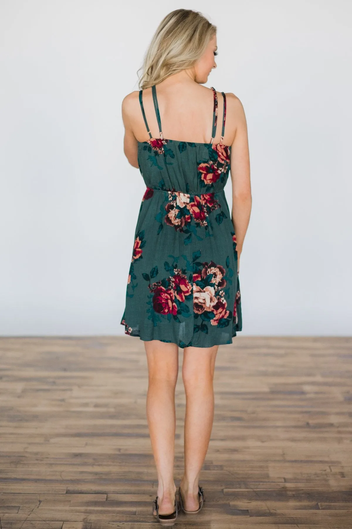 My Mind's Made Up Olive Floral Dress