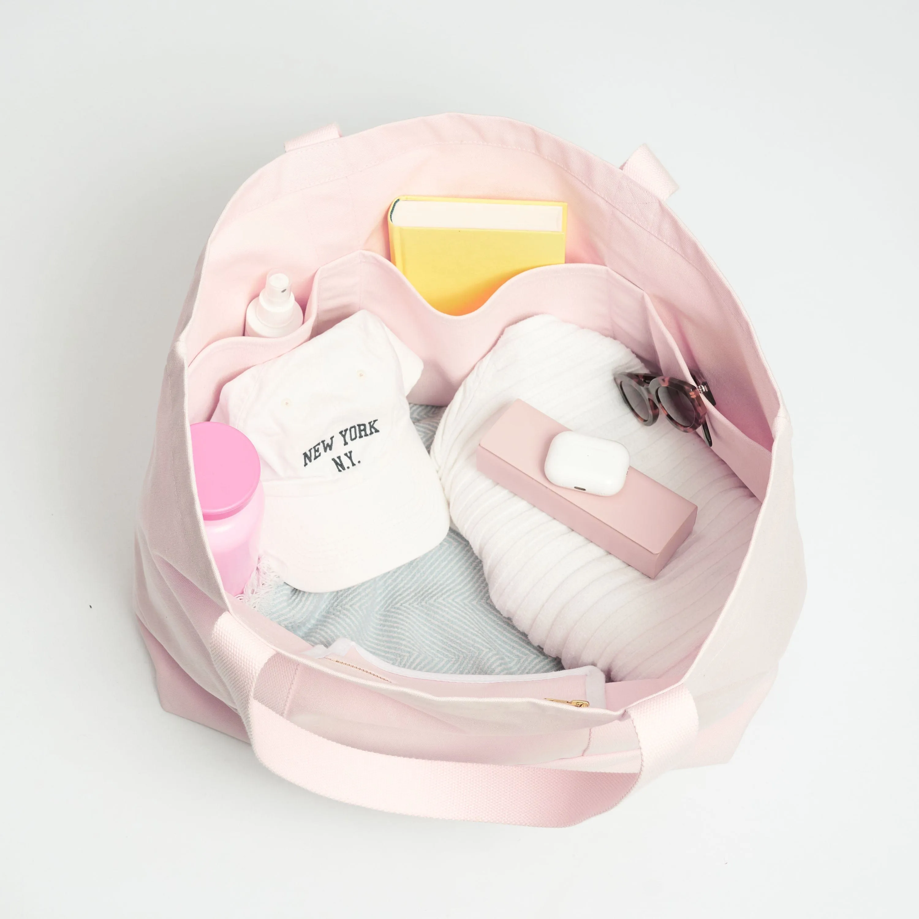 Natural Cotton Canvas Beach Bag | Blush Pink