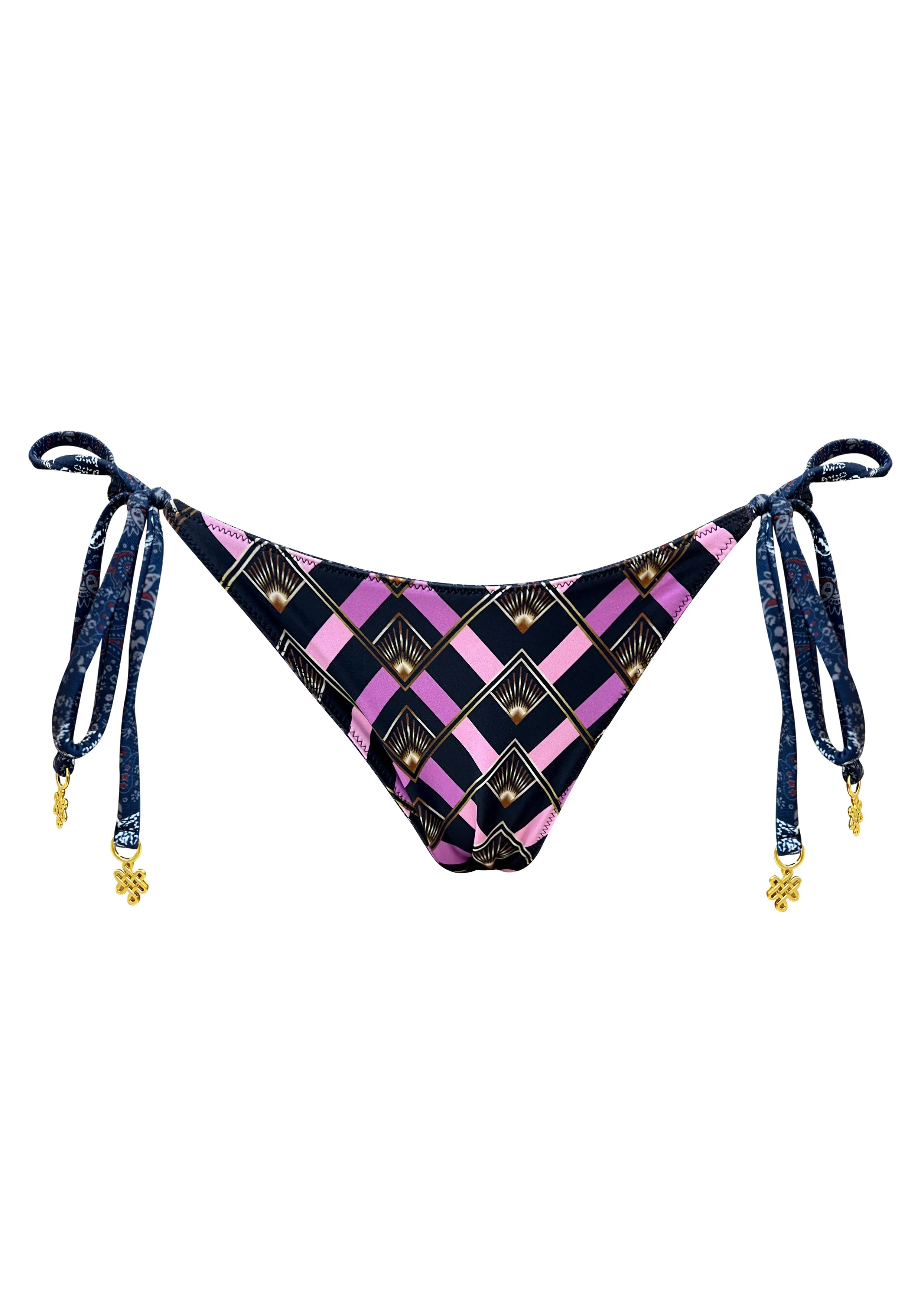 Navy Blue Panther Reversible Latin Tie Side Bottom