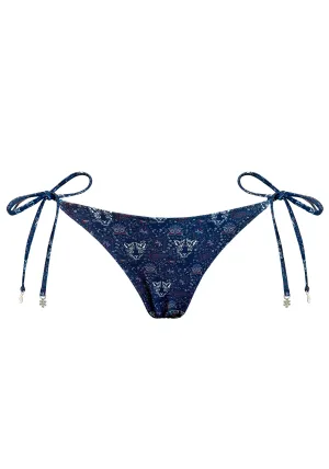 Navy Blue Panther Reversible Latin Tie Side Bottom