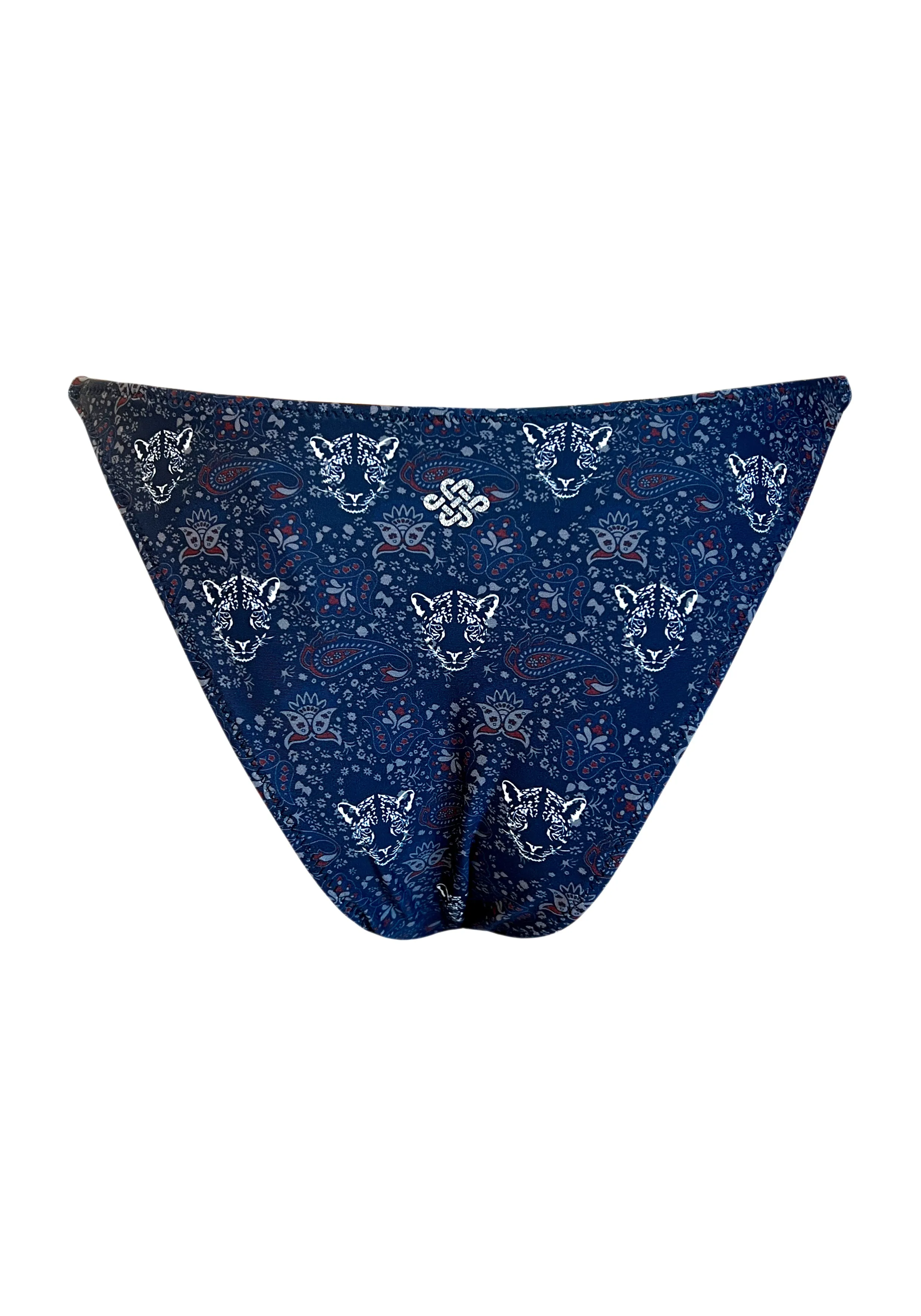 Navy Blue Panther Reversible Latin Tie Side Bottom
