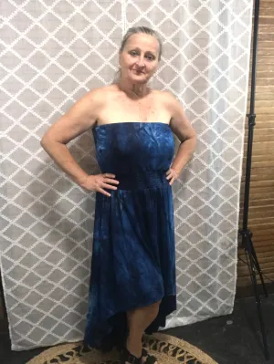 Navy Tie Dye Hi/Low Dress