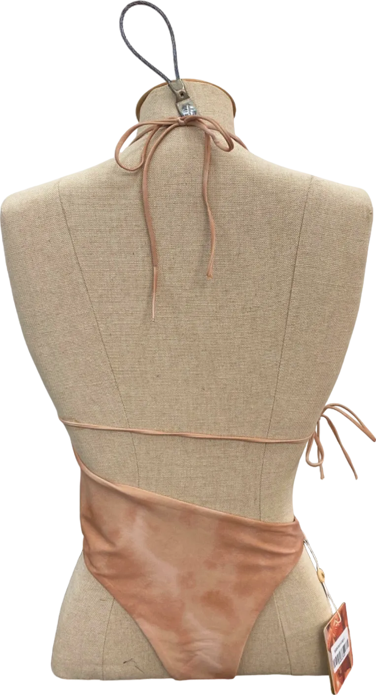 Neena Light Brown Asymmetrical Halterneck Bikini UK S