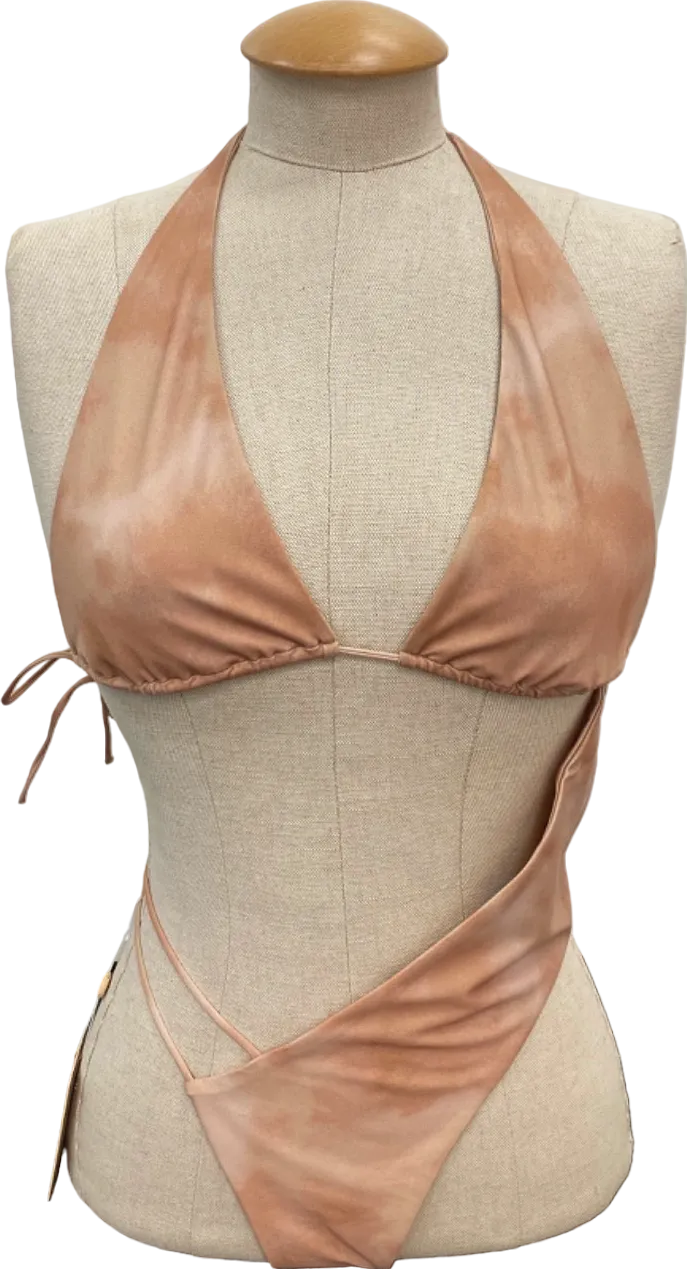 Neena Light Brown Asymmetrical Halterneck Bikini UK S