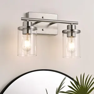 New EDISHINE Bathroom Light Fixtures, 2 Light Bathroom Vanity Light Fixtures Brushed Nickel, Modern Wall Sconces for Bathroom, Vanity Table, Powder Room, Bedroom, Kitchen (E26 Base), ETL Listed