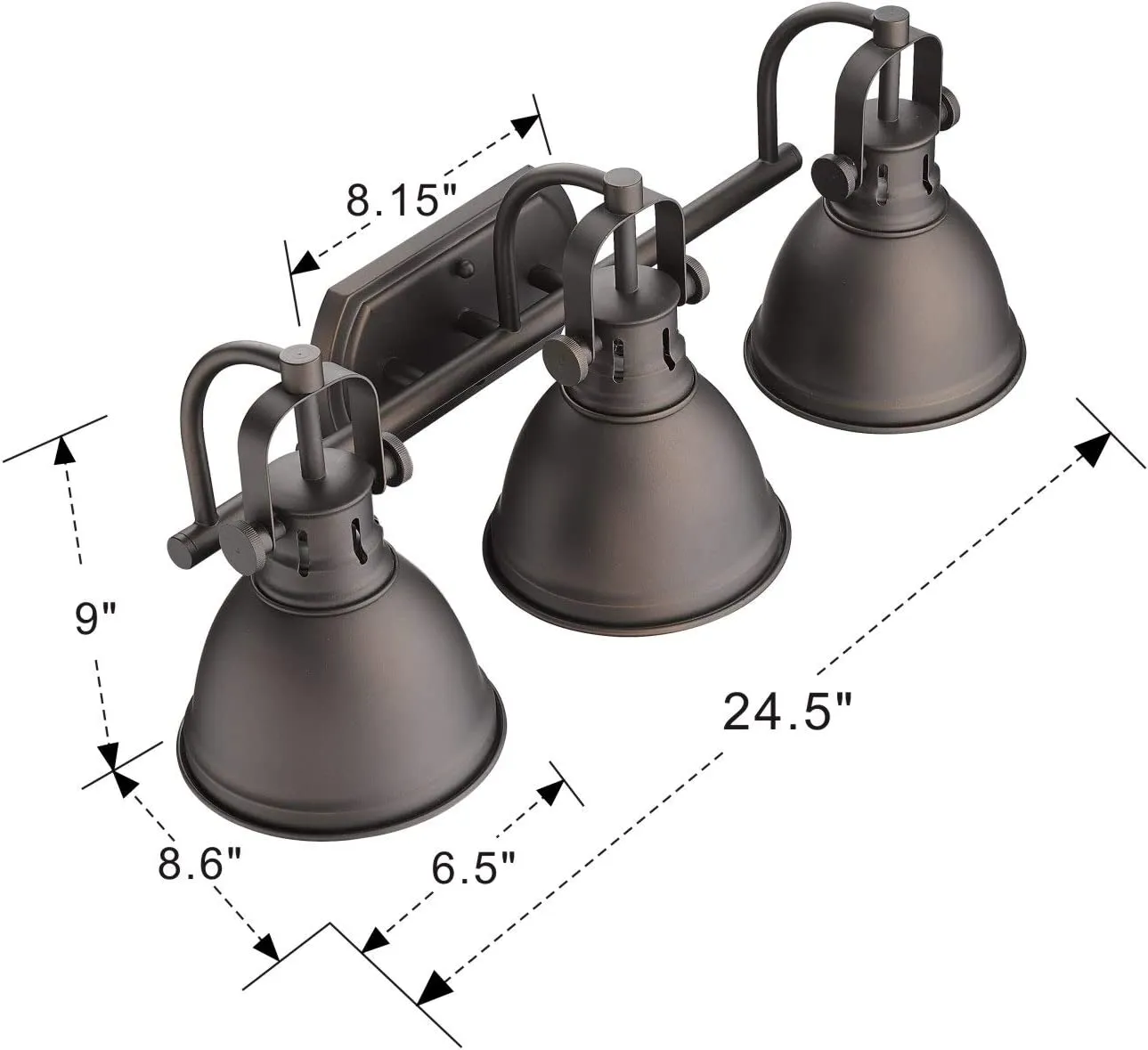 New in box! Emliviar 3-Light Vanity Light Fixture, Oil Rubbed Bronze Finish with Metal Shade