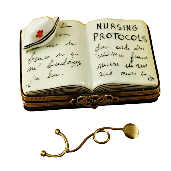 NURSING PROTOCOLS BOOK LIMOGES PORCELAIN BOX - Item #1994