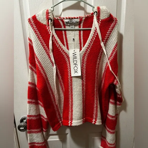 NWT Wildfox Chromatic Stroke Hermosa Sweater L Vintage Lace/Crimson $128 Retail!