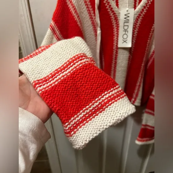 NWT Wildfox Chromatic Stroke Hermosa Sweater L Vintage Lace/Crimson $128 Retail!
