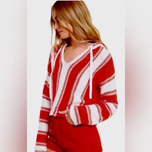 NWT Wildfox Chromatic Stroke Hermosa Sweater L Vintage Lace/Crimson $128 Retail!