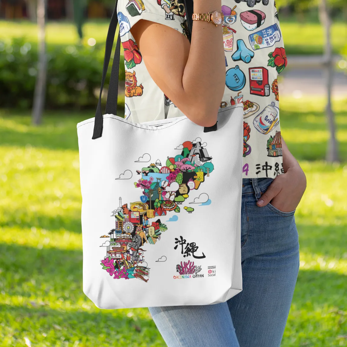Okinawa Manhole Cover Map Large Tote