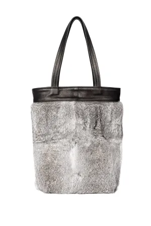 One-of-a-Kind Grey Rabbit Fur Tote