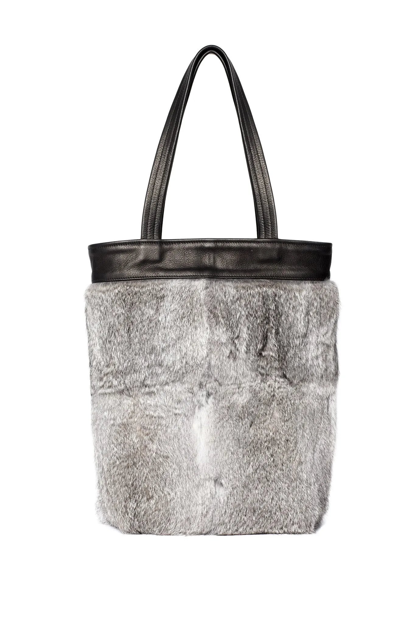 One-of-a-Kind Grey Rabbit Fur Tote
