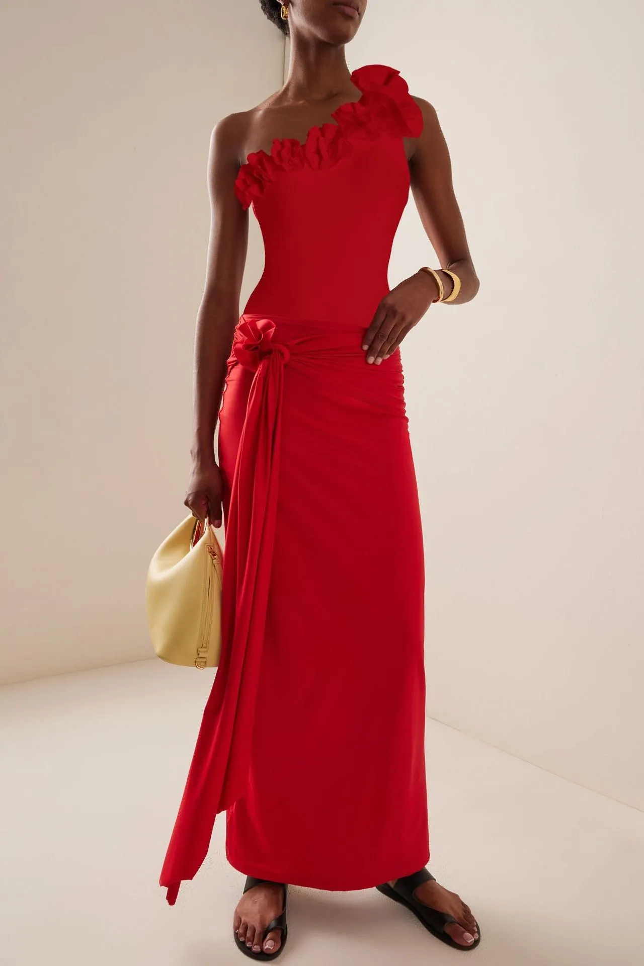 one-shoulder one-piece swimsuit 2 pieces