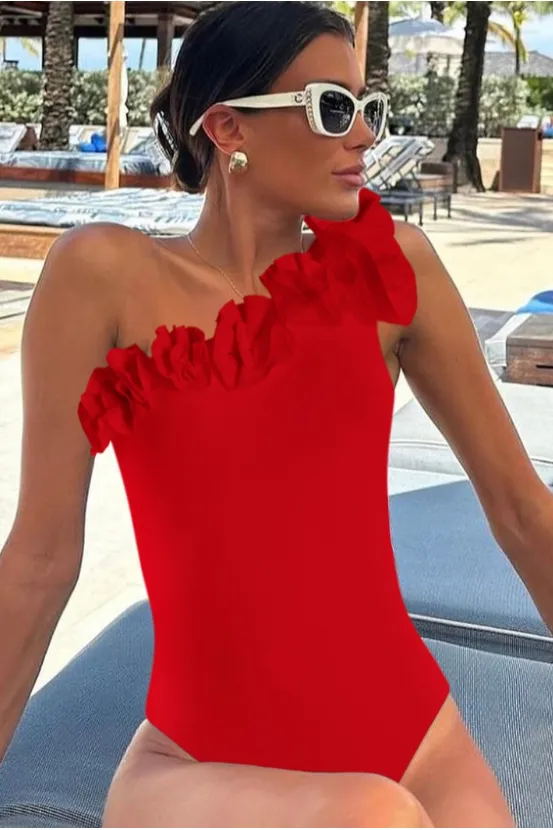 one-shoulder one-piece swimsuit 2 pieces