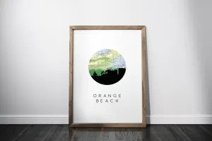 Orange Beach Alabama Skyline Art Print - Vintage Map with Framed or Unframed Options - Multiple Sizes Available