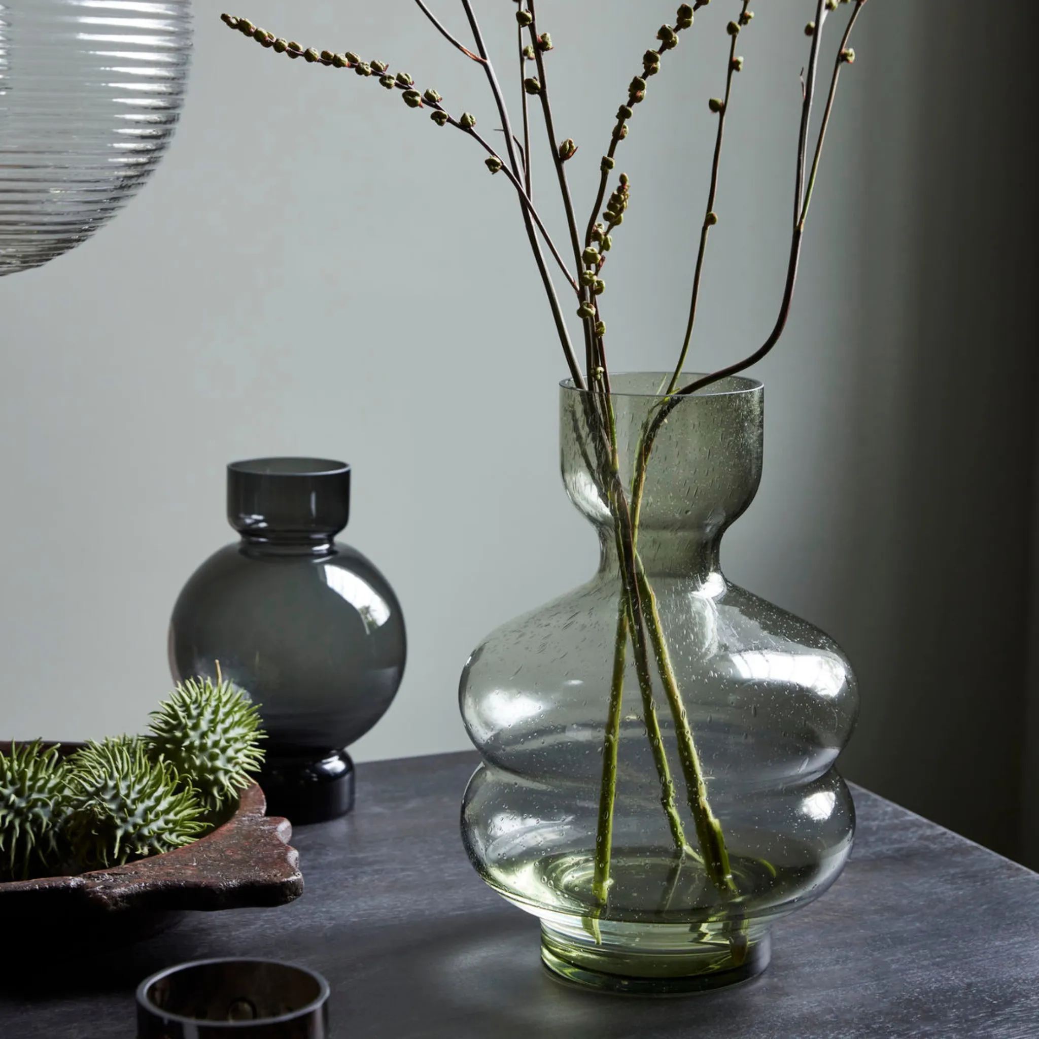 Organi glas vase H35 cm - Grøn