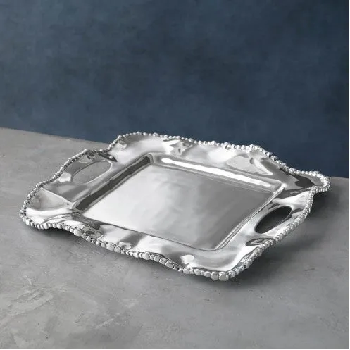 Organic Pearl Kristi Sq Tray with Handles Small