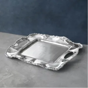 Organic Pearl Kristi Sq Tray with Handles Small