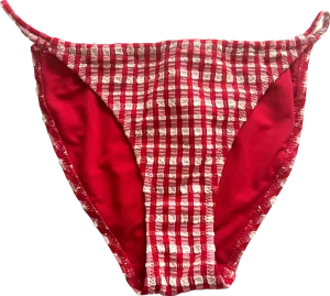 Out From Under Red and White Chequered Bikini Bottoms UK S