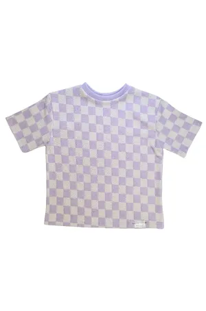 Oversize T-Shirt | Lavender Macaron Checkered Terry