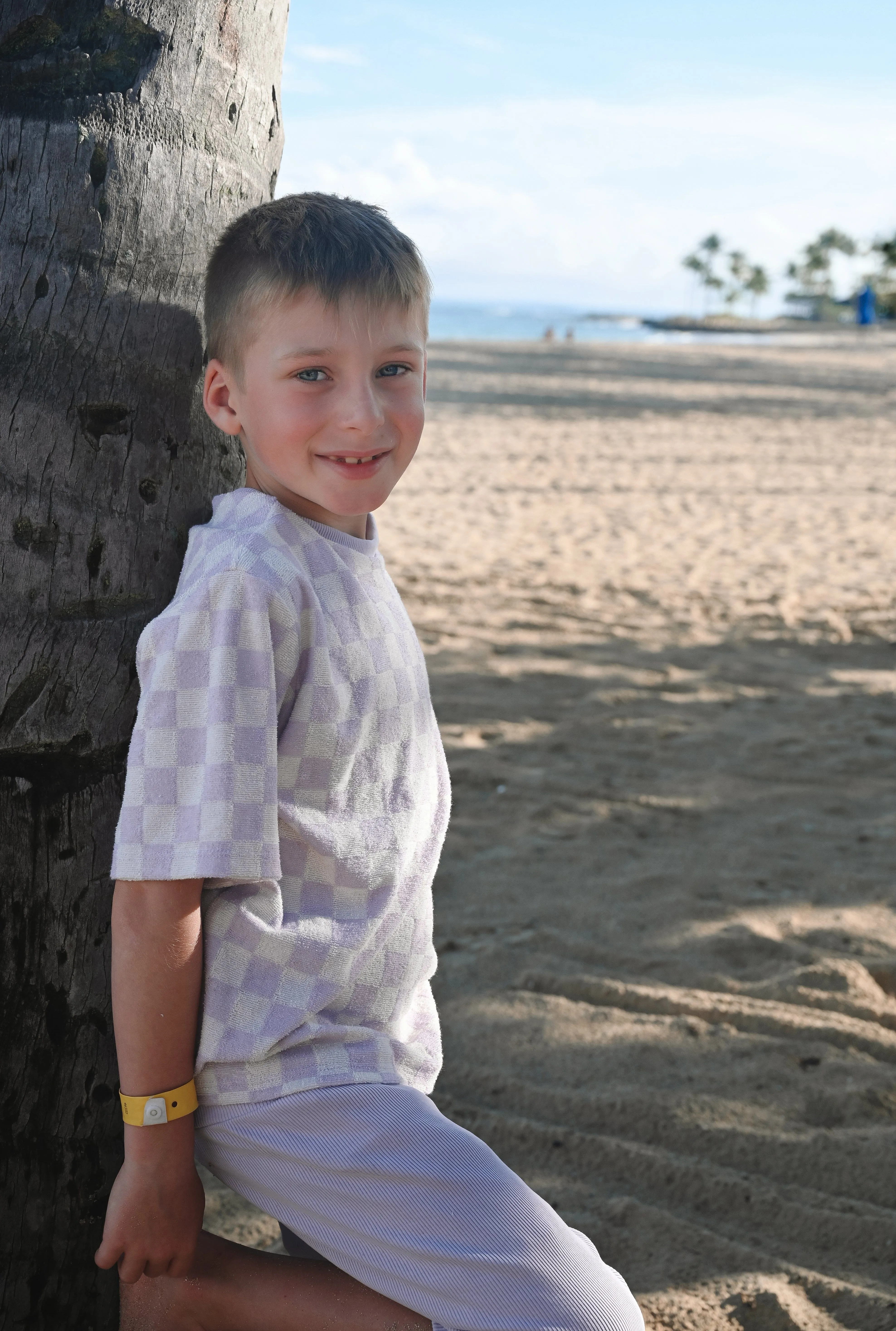 Oversize T-Shirt | Lavender Macaron Checkered Terry