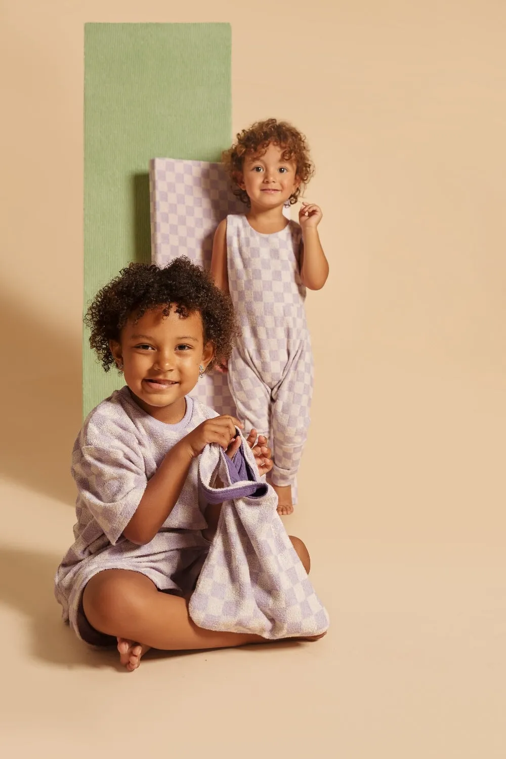 Oversize T-Shirt | Lavender Macaron Checkered Terry