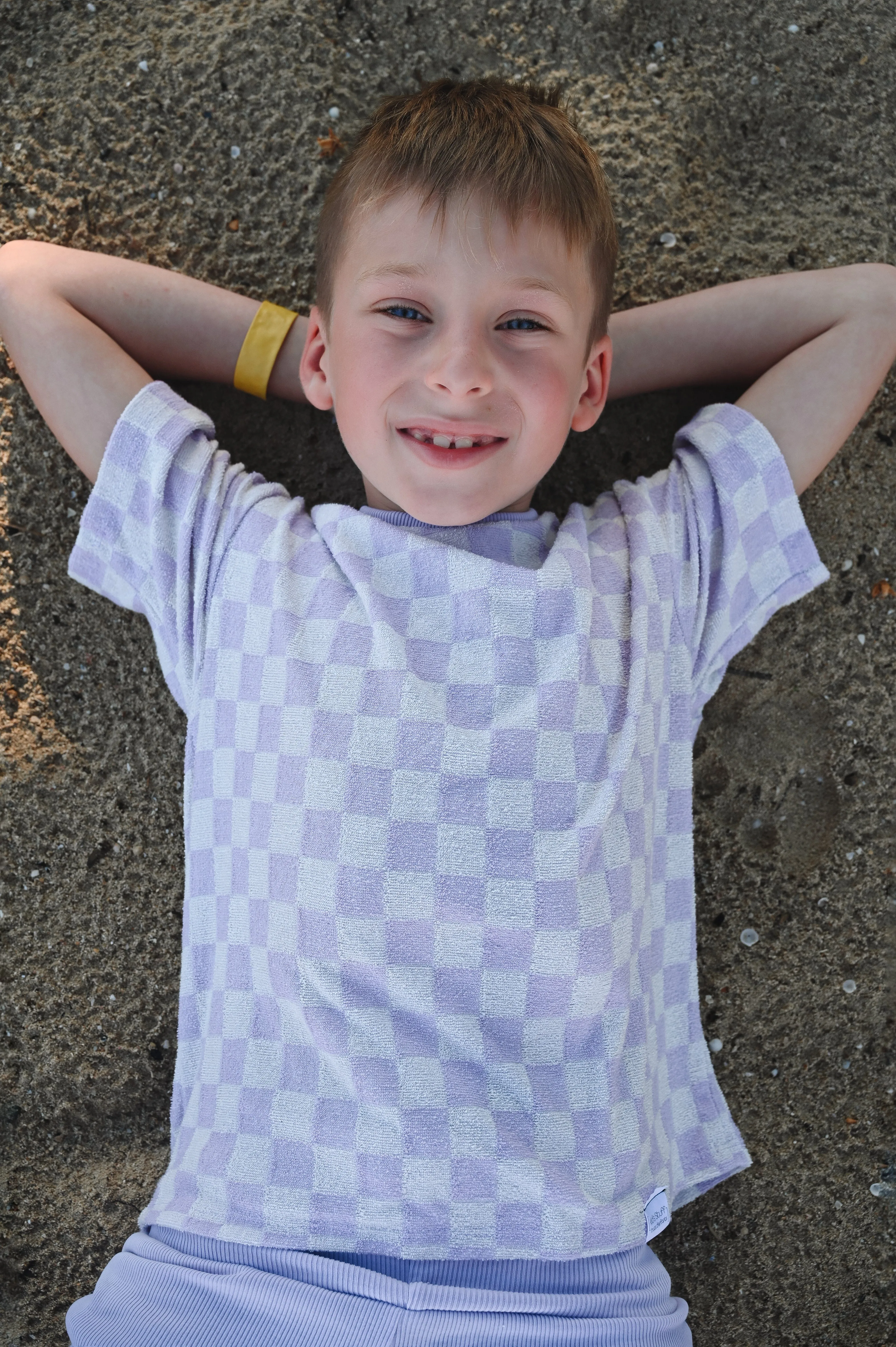 Oversize T-Shirt | Lavender Macaron Checkered Terry
