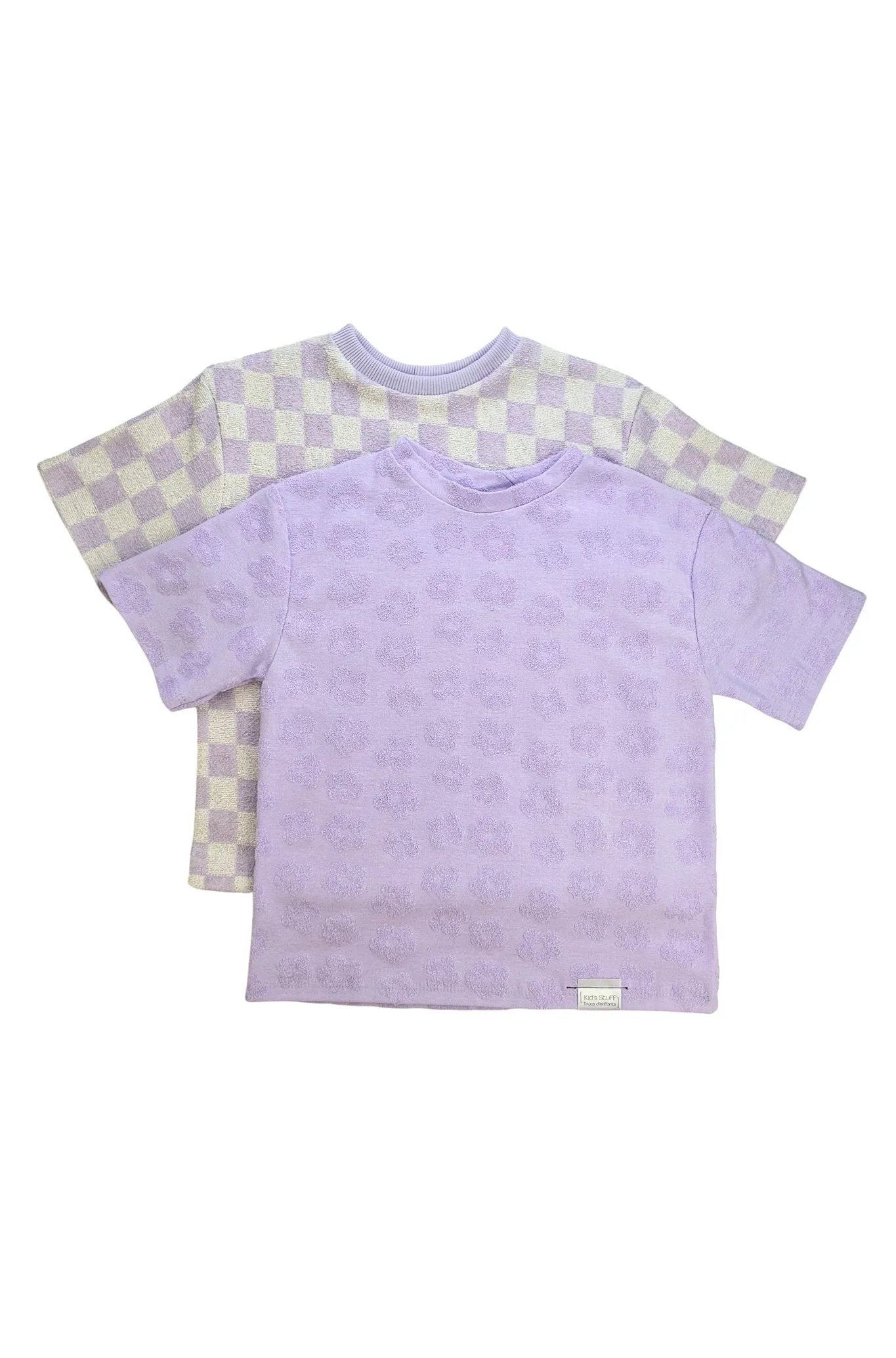 Oversize T-Shirt | Lavender Macaron Checkered Terry