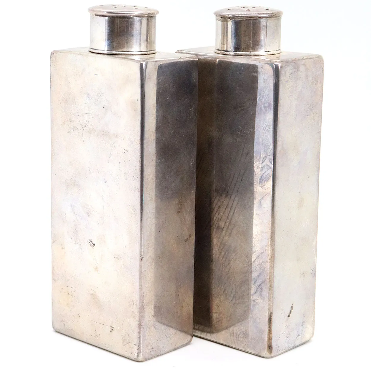 Pair of American Tiffany & Company Sterling Silver Talc Rectangular Vanity Bottles