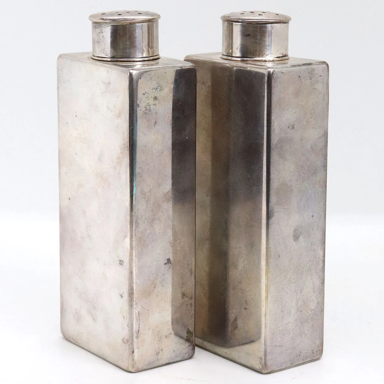 Pair of American Tiffany & Company Sterling Silver Talc Rectangular Vanity Bottles