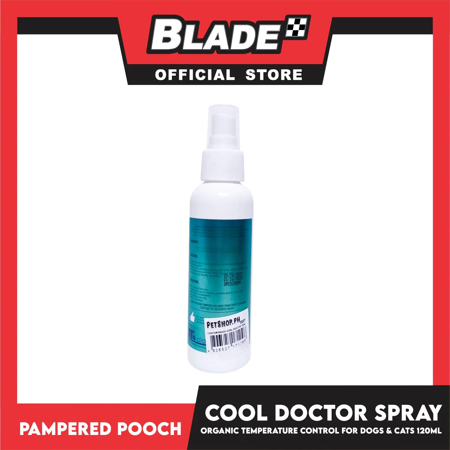 Pampered Pooch Cool Doctor, Organic Temperature Control, Heat Stroke Preventive Spray 120ml For Dogs And Cats Of All Ages