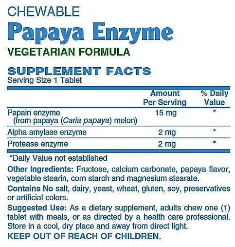 Papaya Enzyme Chewable, 100 tab