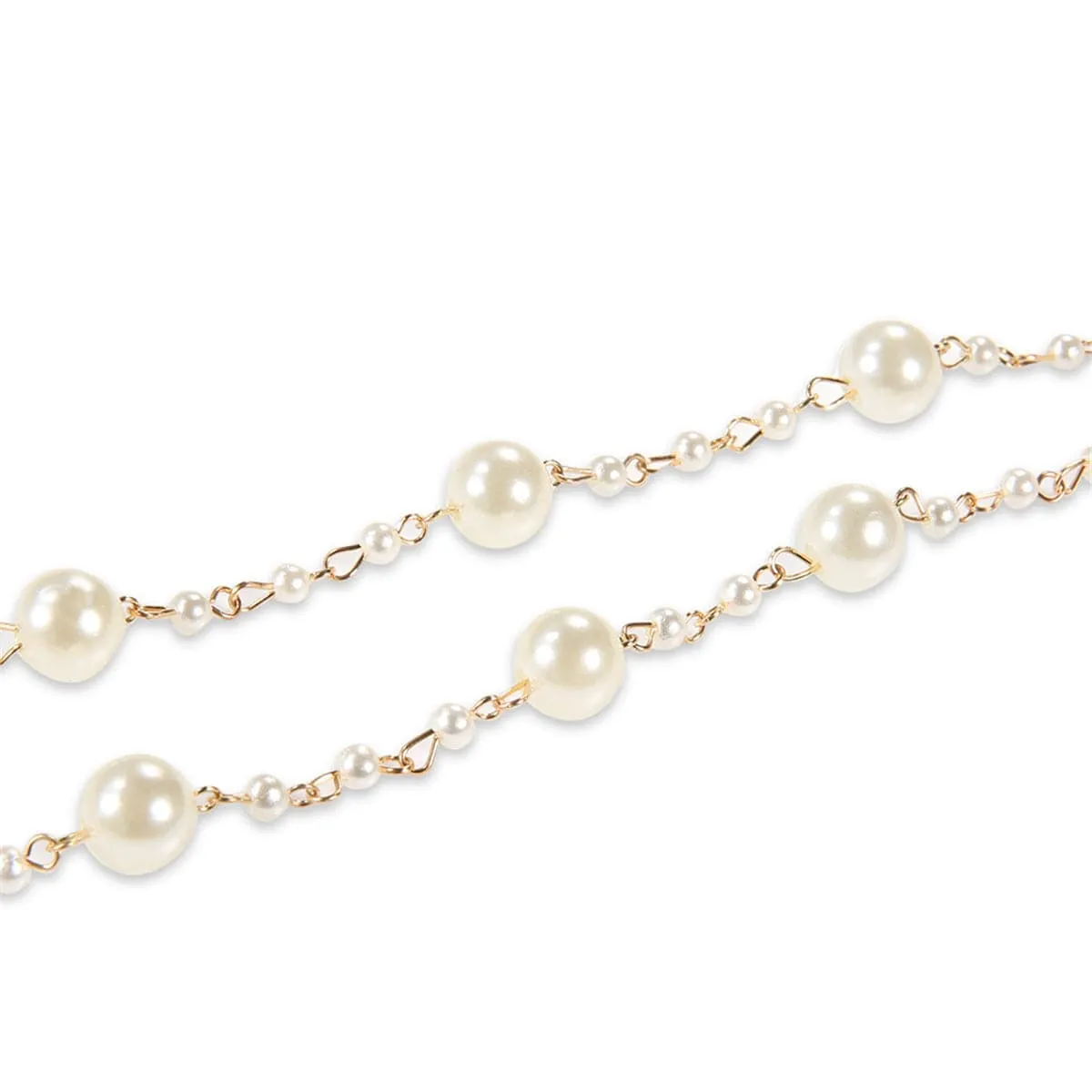 Pearl & 18K Gold-Plated Layered Ankle-To-Toe Ring Anklet