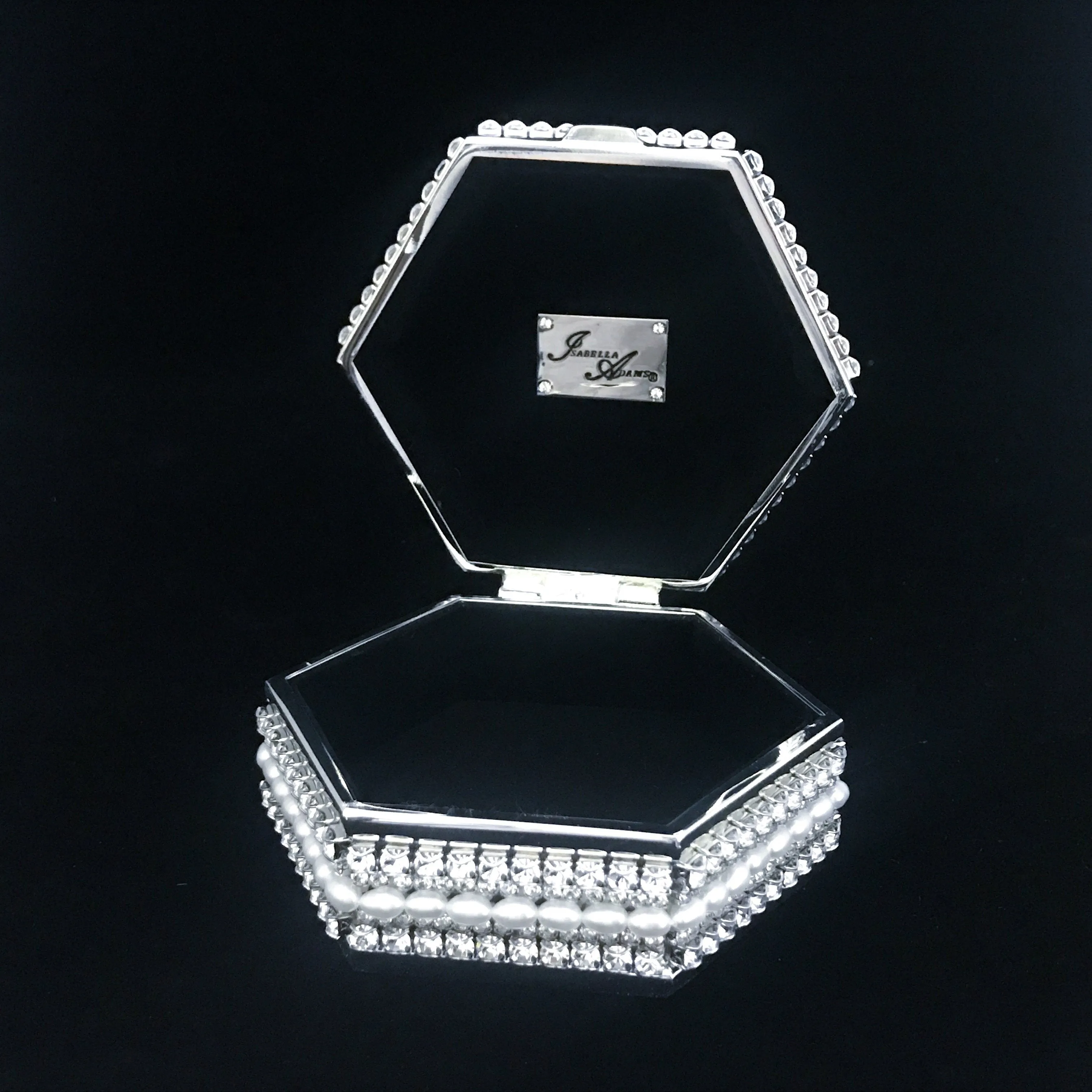 Pearl Hexagon Box Featuring Premium Crystals